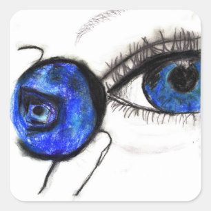 Oeil bleu, autocollant de myrtille