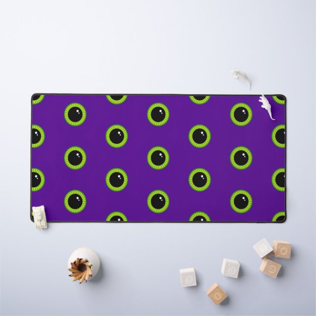 Oeil de monstre vert et violet amusant (Tableau pour enfants)
