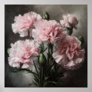 Oeillets roses Fleur Art Imprimer Poster