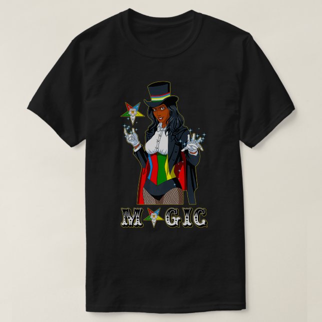 OES Magic Sister Magician Lady Eastern Star St Pat T-Shirt (Design Front)