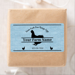 Oeuf Carton Étiquette Bleu Burlap Chicken Farmhous