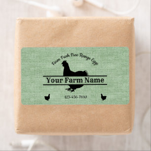 Oeuf Carton Étiquette Poulet Ferme verte Burlap