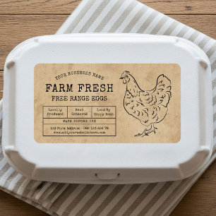 Oeuf Carton Étiquette Rustic Farm Illustration du