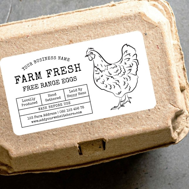 Oeuf Carton Étiquette Rustic Farm Illustration du  (Minimalist rustic style farm eggs / poultry products rectangle stickers in black and white)