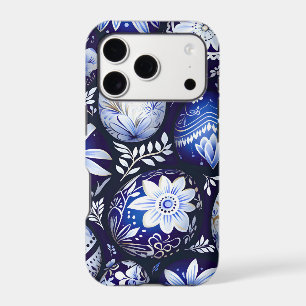 Œuf de Pâques Floral de Printemps Bleu Scandinave