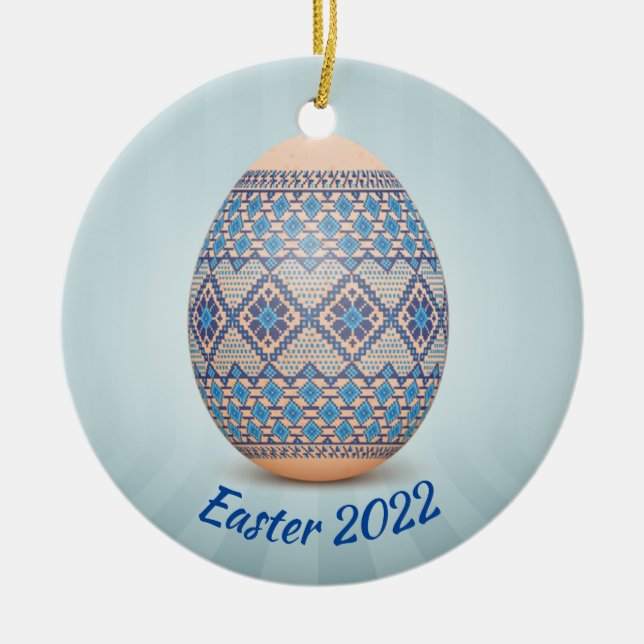 Oeuf de Pâques ukrainien (Pysanka) Ornement en cér (Devant)