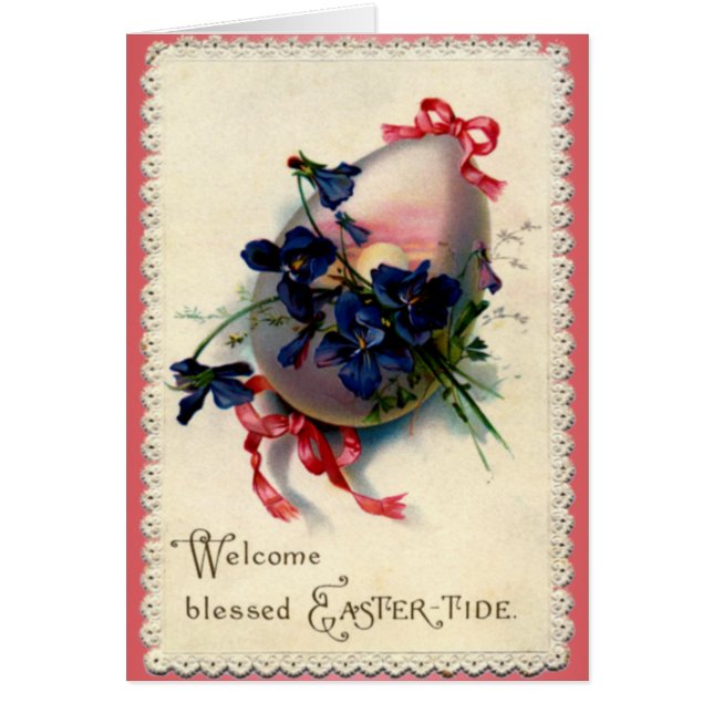 Oeuf vintage de Pâques avec Violettes (Devant)