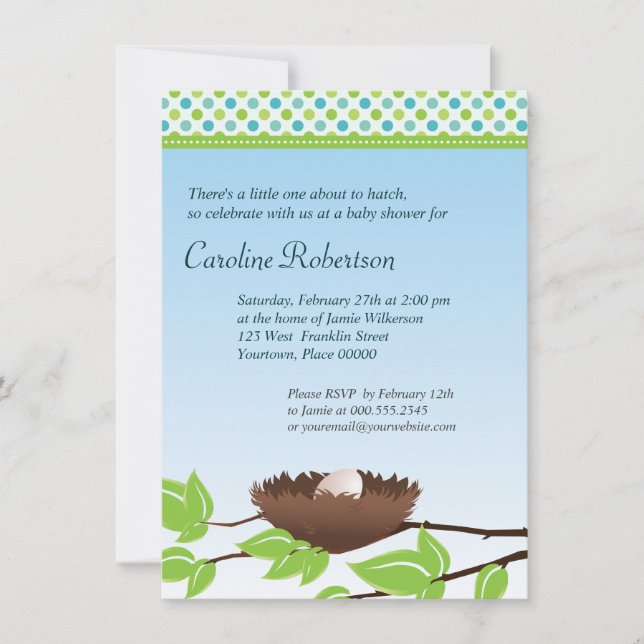 OEufs dans les oiseaux Invitation au Baby shower d (Devant)
