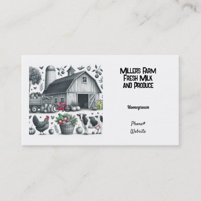 Oeufs de lait et produire Carte de visite agricole (Devant)