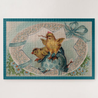 Oeufs de Pâques Bleus et poulets Gros Puzzle