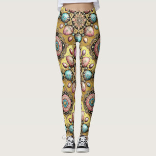 ŒUFS DE PÂQUES ~ Or Bleu Rose 3D~ Leggings