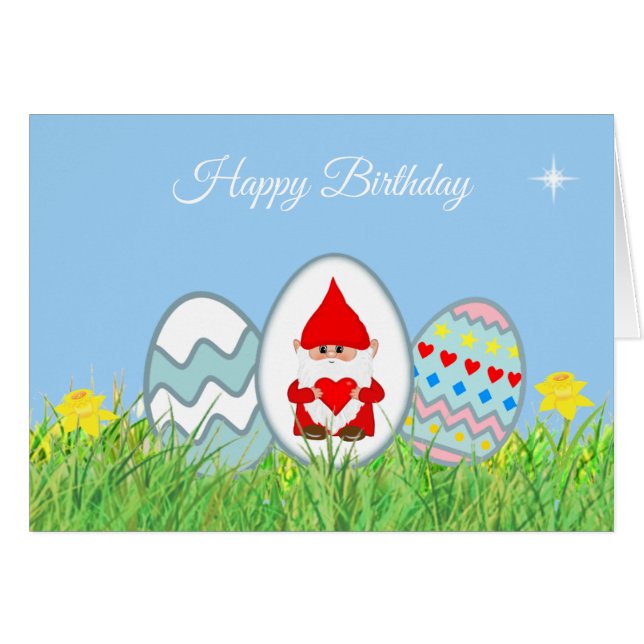 OEufs de Pâques peints et Gnome d'Anniversaire mig (Devant horizontal)