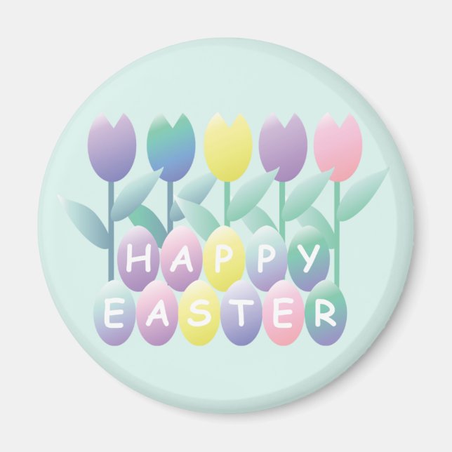 Oeufs de Pâques Tulipes Joyeux Aimant Aimant de Pâ (Devant)
