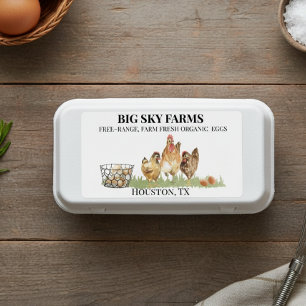 OEufs de poulet ferme Aquarelle carton frais