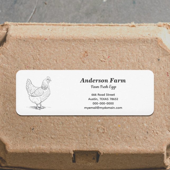 OEufs frais de ferme avec Sticker Étiquette de adr (Farm Fresh Eggs Return Address Label Sticker)