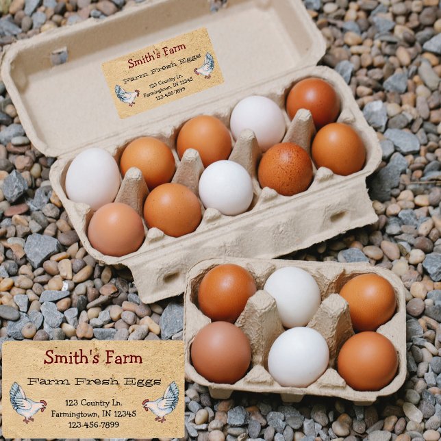 Oeufs frais de ferme personnalisés Étiquette de po (Créateur téléchargé)