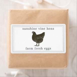 Oeufs frais de ferme Vintage Hen Oeufs Étiquette d
