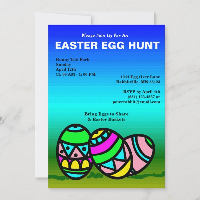Oeufs peints Invitation Chasse aux oeufs de Pâques (Devant)