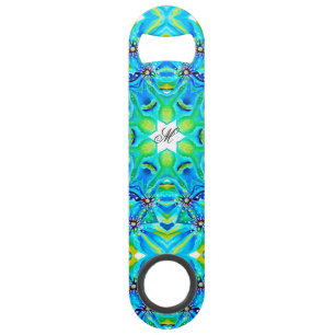 Oeuvre artistique chic Mandala en couleurs Aqua