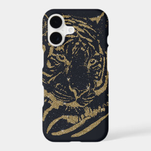 Œuvre d'art au tigre noir et or de style luxe pail