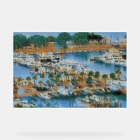 Œuvre d'art colorée de marina côtière Bateaux de p