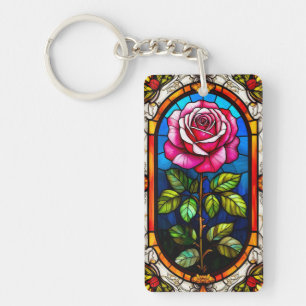Œuvre d'art élégante en verre coloré d'une rose vi
