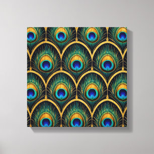 Œuvre d'art géométrique de plume de paon Art déco