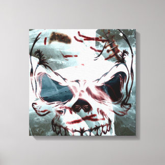 Œuvre d'art gothique sur toile représentant un crâ