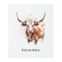 Œuvre d'art métallique aquarelle Texas Soul Longho