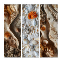 Œuvre d'art triptyque Coquillages