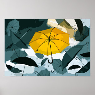 Oeuvre simple parapluie jaune   Poster