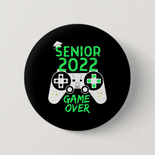 Of 2022 Senior Video Game Over School Gamer Green 2 Inch Round Button