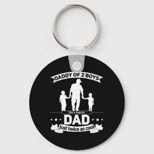 Of 2 Boys Fathers Day Daddy Of Two Sons Keychain