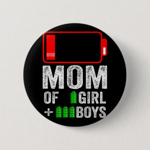 Of 3 Boy 1 Girl Gift From Kid Mothers Day Birthday 2 Inch Round Button