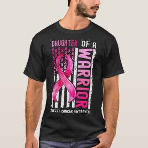 Of A Warrior Breast Cancer Usa Flag Awareness Pink T-Shirt