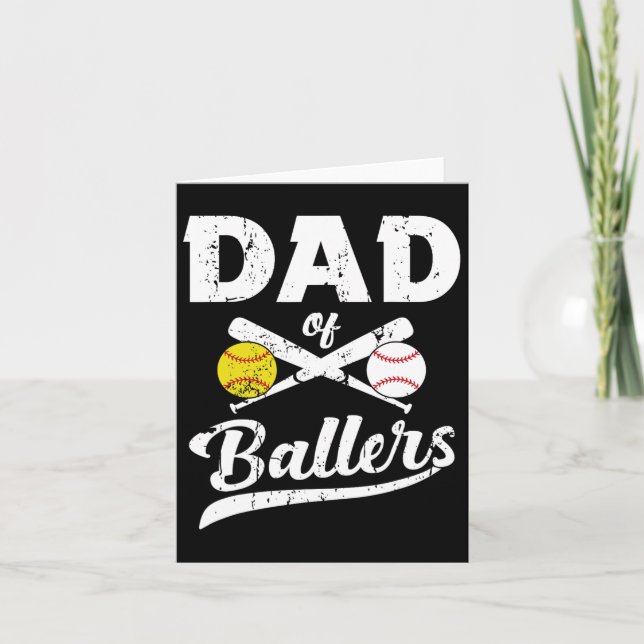 Of Ballers Dad Of Baseball And Softball Player For Card (Front)