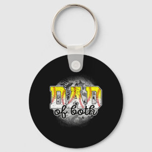 Of Both Baseball Softball Fathers Day Baseball Pla Keychain