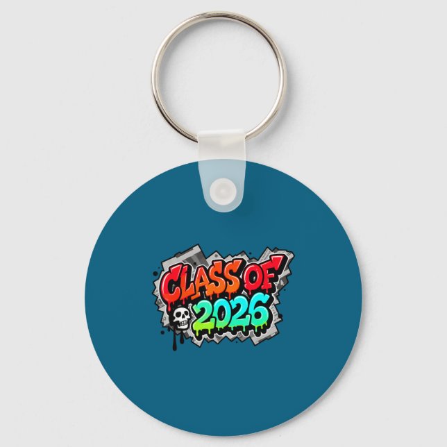 Of Class Graduation Graffiti Streetwear Drip Keychain (Front)