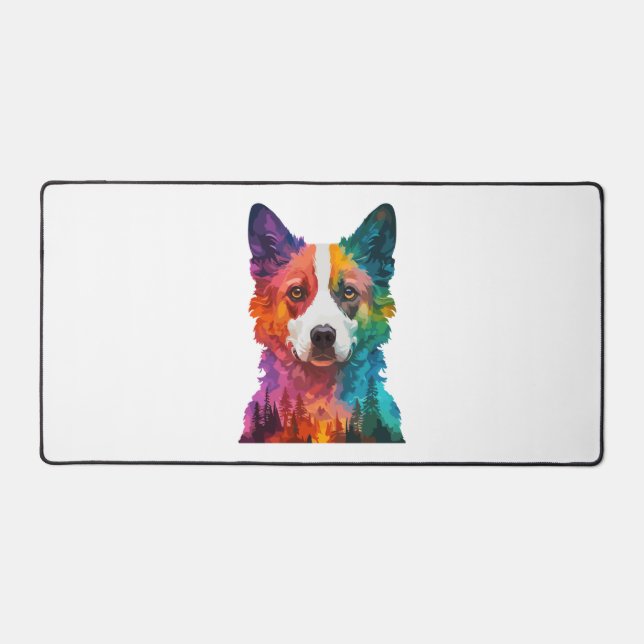 of Colourful dog Desk Mat (Front)