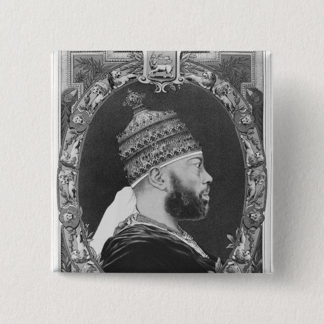 of Ethiopia, Menelik II 2 Inch Square Button (Front)