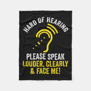 Of Hearing Asl Hearing Impaired Deaf Awareness Quo Fleece Blanket