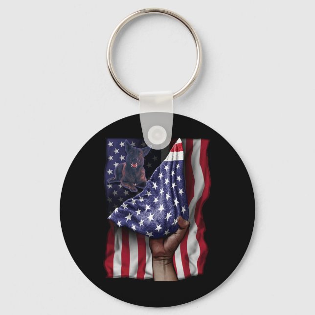Of Independence Us Flag Dutch Shepherd  Keychain (Front)