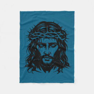 Of Jesus Crown Thorns Black White Fleece Blanket
