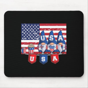 Of July 2023 Patriotic Gnomes Funny American Usa  Mouse Pad