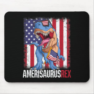 Of July American Flag Usa Dino Amerisaurus Rex Boy Mouse Pad