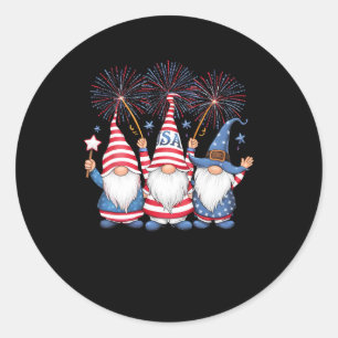 Of July American Gnomes Celebrating Independence D Classic Round Sticker