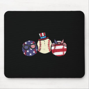 Of July Baseball Independence Day America Men Wome Mouse Pad