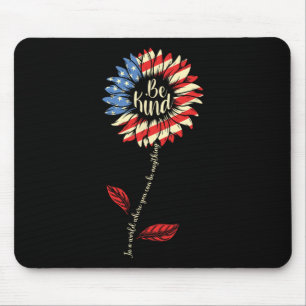 Of July Be Kind Sunflower Red White And Blue Mouse Pad