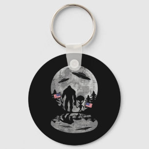 Of July Bigfoot Alien Ufo Funny Patriotic Women Ki Keychain