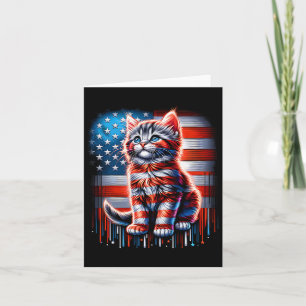 Of July Cat Usa Flag Cute Kitten Memorial Day Patr Card
